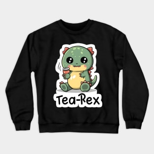 Cute trex having tea Crewneck Sweatshirt